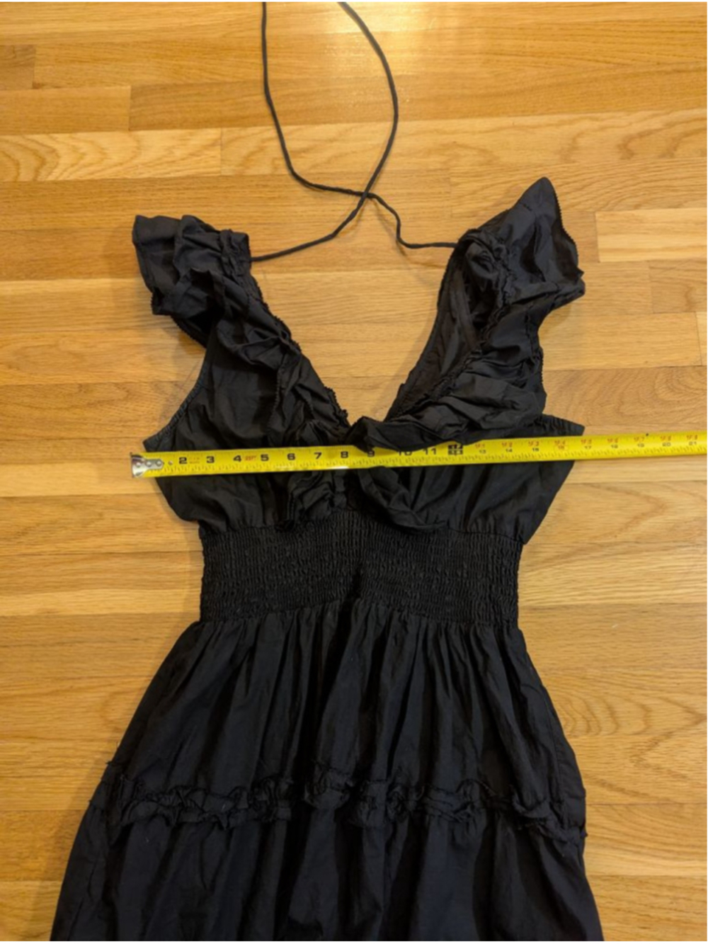 House of Harlow 1960 Black Ruffle V Neck Dress Medium - Picture 6 of 10